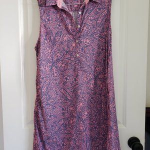 Columbia pink & blue  print dress, sz. L